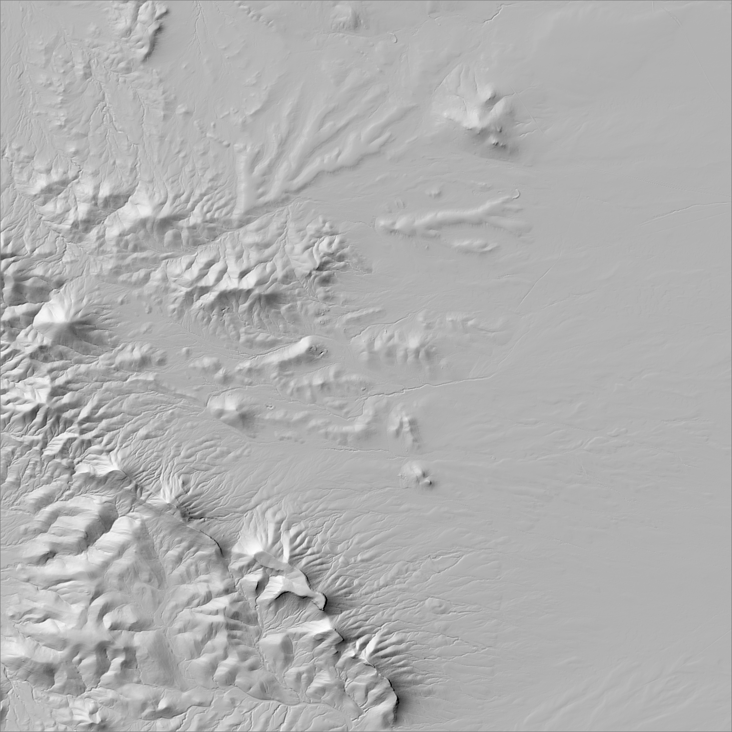 High-resolution lidar hillshade of the Eureka District district