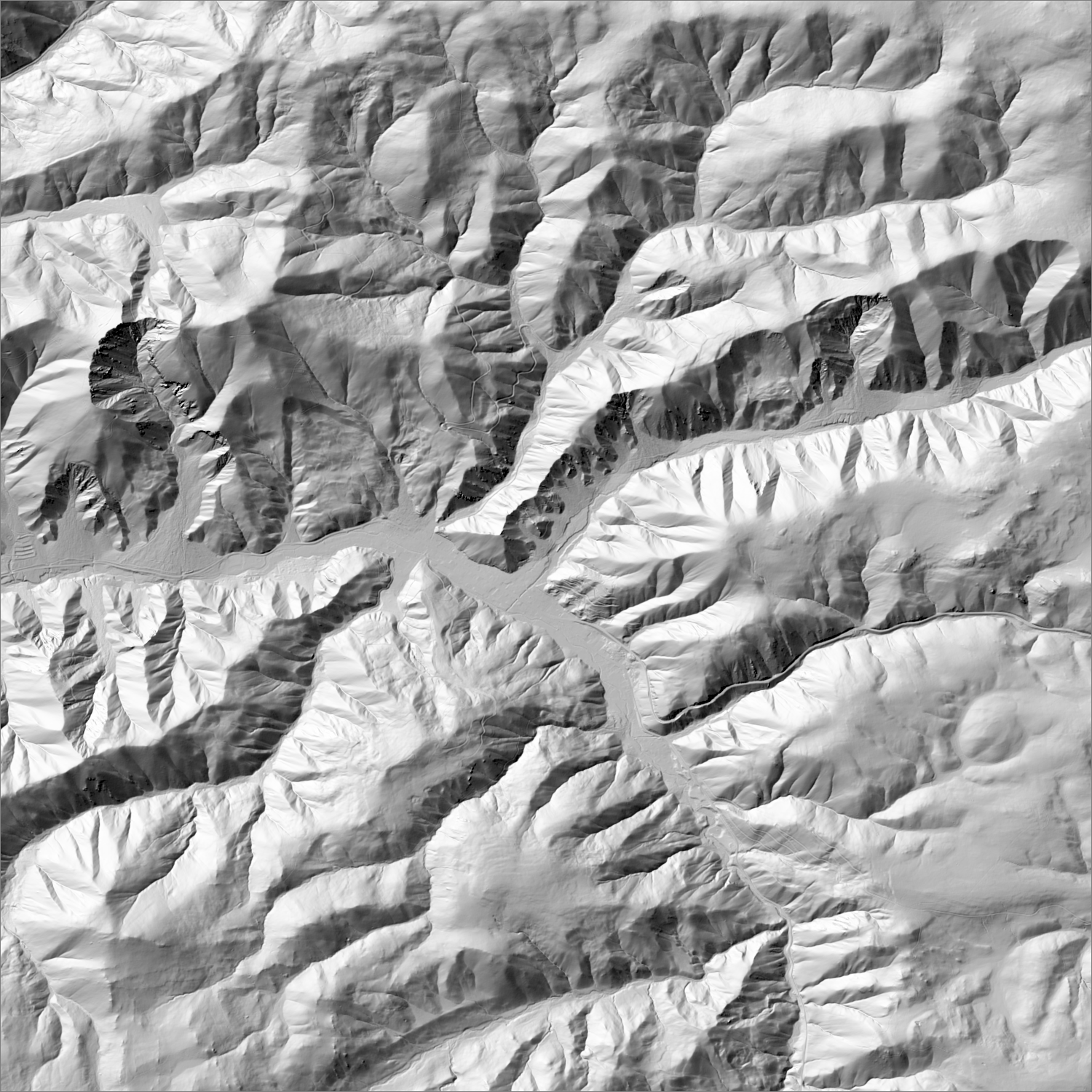 High-resolution lidar hillshade of the Red River district